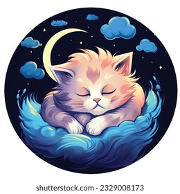 a cute mood cat sweet kitten sleeping with a pastel style, conveying a cozy and 