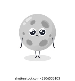 Cute moon angry simple isolated vector image