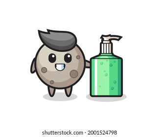 cute moon cartoon with hand sanitizer , cute style design for t shirt, sticker, logo element