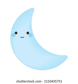 cute moon cartoon icon flat