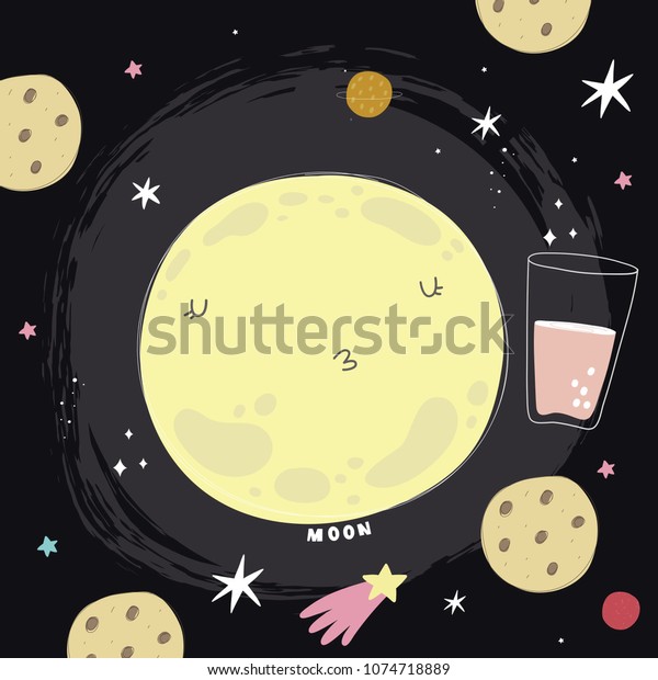 Cute moon cartoon\
illustration. Good night