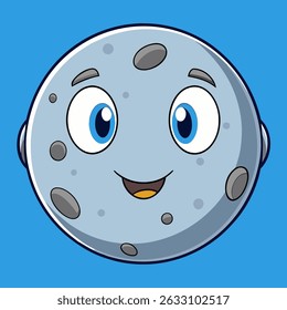 Cute Moon cartoon style with solid color background