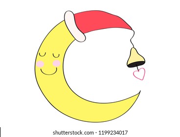 cute moon  cartoon vector eps.10