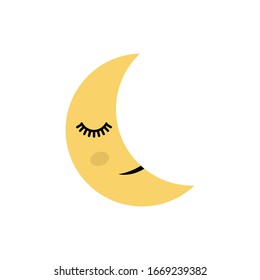 Cute moon, cartoon vector Illustration.