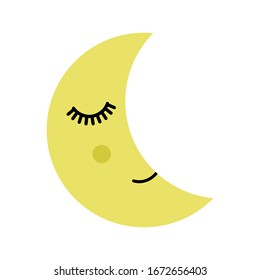 Cute moon, cartoon vector Illustration.