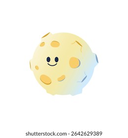 Cute Moon character. Cartoon satellite of Earth. Space Object from Solar System. Vector illustration