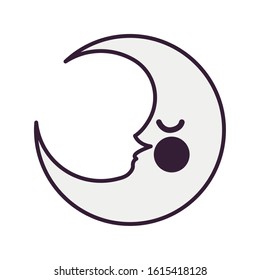 cute moon character isolated icon vector illustration design