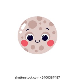 Cute moon character vector illustration isolated on white background