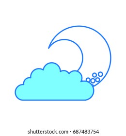 cute moon with cloud