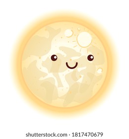 cute moon with face, kawaii style icon vector illustration design