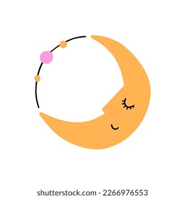 cute moon in flat style. hand drawn vector illustration.