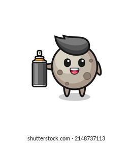 the cute moon as a graffiti bomber , cute design