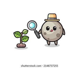 cute moon herbalist researching a plants , cute design