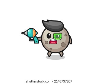 luna linda sosteniendo una pistola futura, diseño lindo