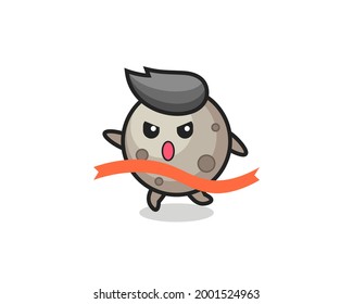 cute moon illustration is reaching the finish , cute style design for t shirt, sticker, logo element