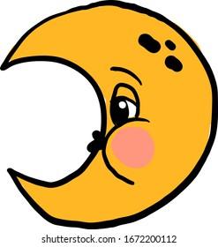 Cute moon, illustration, vector on white background.