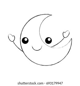 cute moon kawaii character