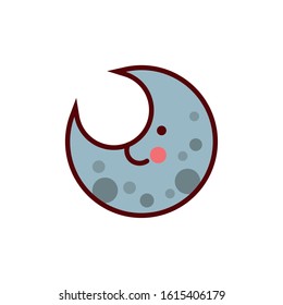 cute moon kawaii comic character icon vector illustration design