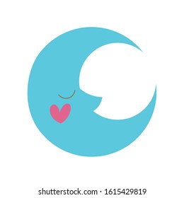 cute moon kawaii comic character vector illustration design