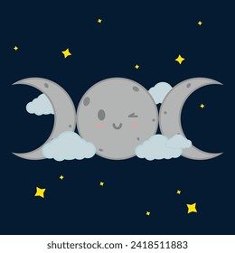 Ilustración vectorial de fase lunar