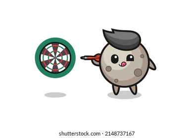 cute moon is playing dart , cute design