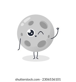 Cute moon say hi simple isolated vector image
