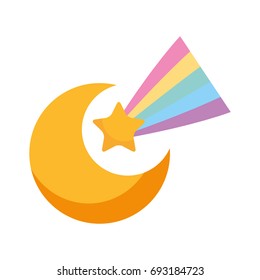 cute moon shooting star