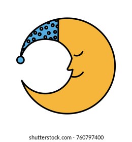 cute moon with sleeping hat