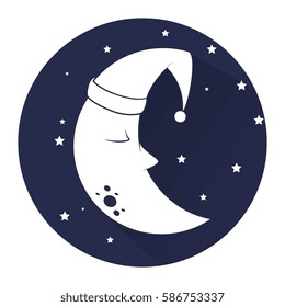 cute moon sleeping icon