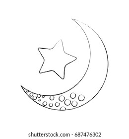 cute moon with star