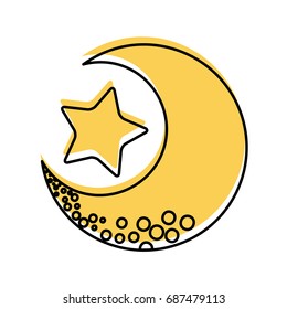 cute moon with star