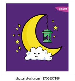 cute moon and star islamic background - eps 10