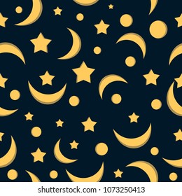  cute moon star at night seamless pattern