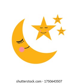 cute moon and star, swae moon and star cartoon vector illustration