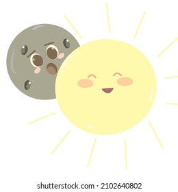cute moon and sun icon, vector, illustration, and decoration