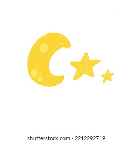 Cute moon and tars illustration for nursery decor and baby apparel design