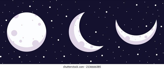 paquete de dibujos animados de vectores de luna lindo