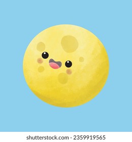 Cute moon watercolor Hand drawn illustration. vector isolated on white background