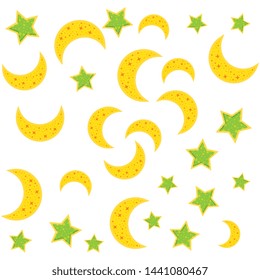 cute moons and stars pattern background