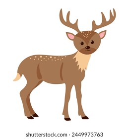 Cute moose. Cartoon forest animal. Vector illustration.