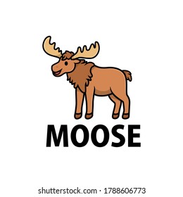 cute moose cartoon logo vector icon illustration