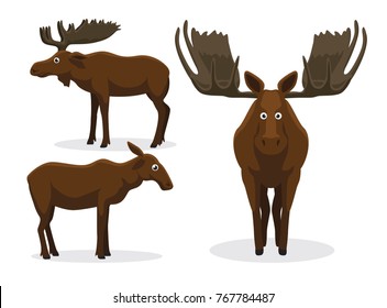 Cute Moose Cartoon Vector Illustration