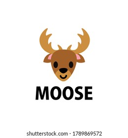 cute moose flat logo vector icon illustration