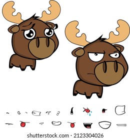 cute moose kawaii cartoon expressions collection set illustration in vector format