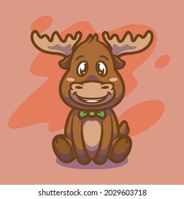 Cute moose mascot illustration design