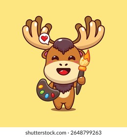 Ilustração do vetor do desenho animado do alce bonito