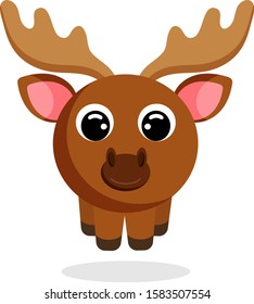 Cute moose vector illustration. Flat design. Isolated Illustration on white background