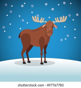 cute moose wit snowy background image 