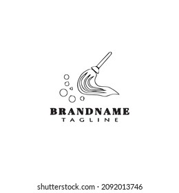 cute mop logo cartoon design icon black template modern isolated vector illustration