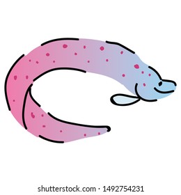 Cute moray eel vector. Underwater sealife clipart. 